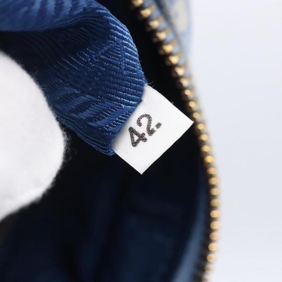 PRADA Pouch Canvas Light Blue Gold Auth 154909 - Picture 12 of 16